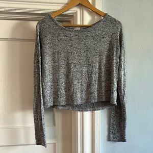 Garage Gray Crop Long Sleeve Hoodie